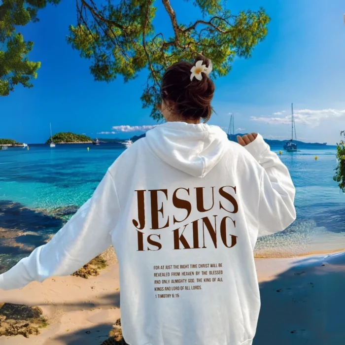 Jesus Is King Hoodie Comfort Meets Faith White