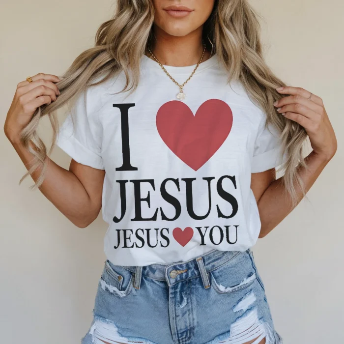 Share His Love with the I Love Jesus Shirt White