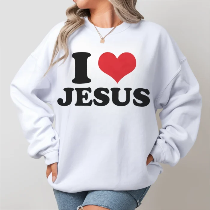 Show the World Your Faith with the I Love Jesus Sweatshirt White