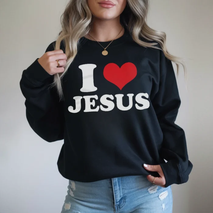 Show the World Your Faith with the I Love Jesus Sweatshirt Black