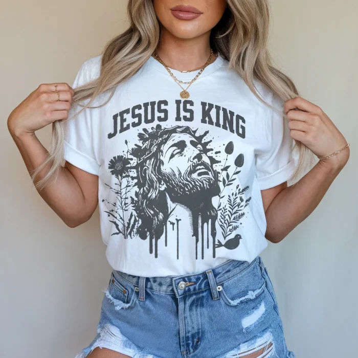 Spread His Glory with the Jesus Is King Shirt White