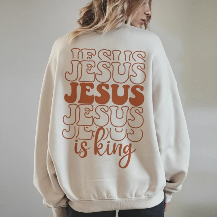 Stay Cozy in the Jesus Is King Sweatshirt Sand