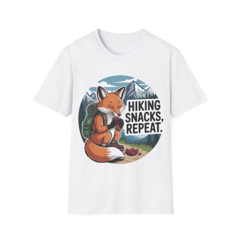 Cute Fox Hiker Tee - "Hiking Snacks, Repeat" Outdoors Gift