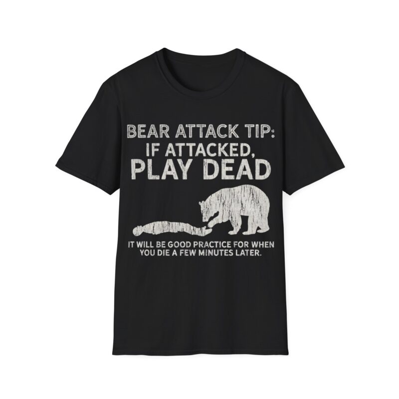 Humorous Bear Attack Tip Unisex T-Shirt - Play Dead Graphic Tee