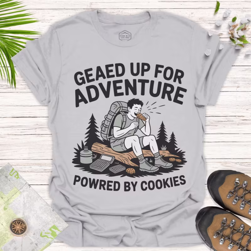 Adventure Time Hiker Tee - Powered by Cookies -ice grey