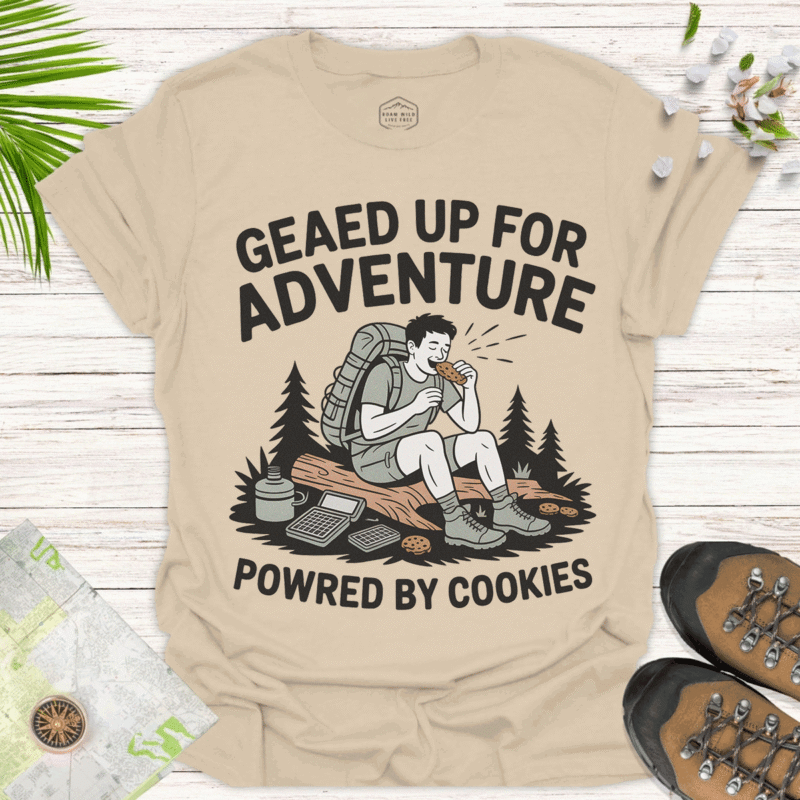 Adventure Time Hiker Tee - Powered by Cookies - sand