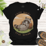 Chill Mode Raccoon Tee – Casual Unisex Relaxed Fit Shirt - black