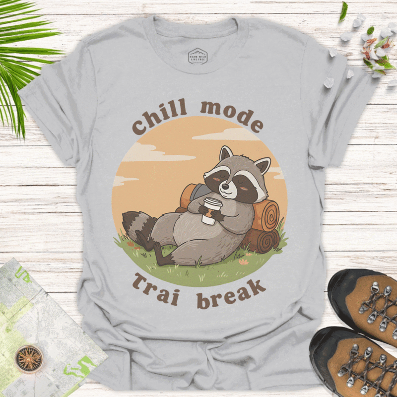 Chill Mode Raccoon Tee – Casual Unisex Relaxed Fit Shirt - ice grey