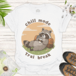 Chill Mode Raccoon Tee – Casual Unisex Relaxed Fit Shirt white