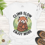 Climb Slow, Enjoy More – Cute Red Panda Relaxed Fit Tee - white