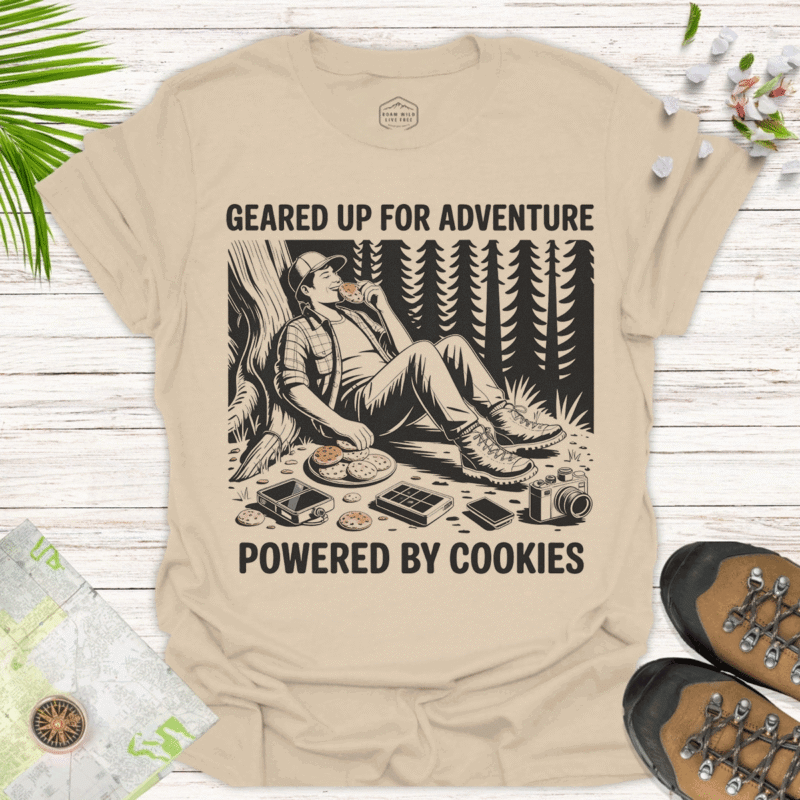 Cookie-Fueled Hiker T-Shirt - Funny Outdoor Adventure