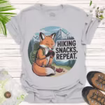 Cute Fox Hiker Tee - Hiking Snacks, Repeat Outdoors Gift - ice grey