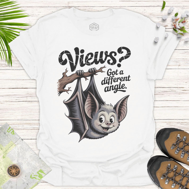 Funny Bat Different Angle T-Shirt - Unique Views Tee - white