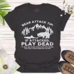 Funny Bear Attack Tip Tee - Outdoor Humor for Hikers & Campers - black