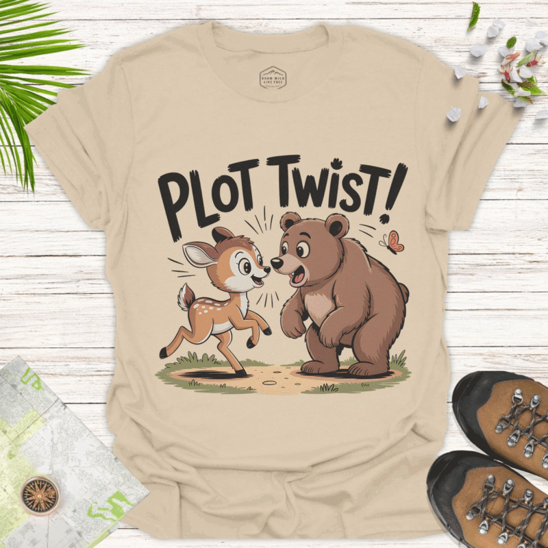 Funny Deer & Bear Plot Twist Tee - Cute Animal Friends