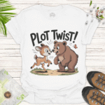 Funny Deer & Bear Plot Twist Tee - Cute Animal Friends - white