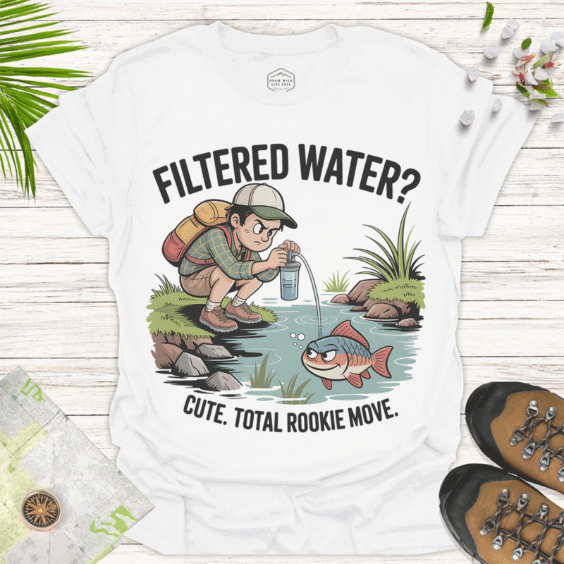 Funny Fishing T-Shirt - Filtered Water Cute. Total Rookie Move - white