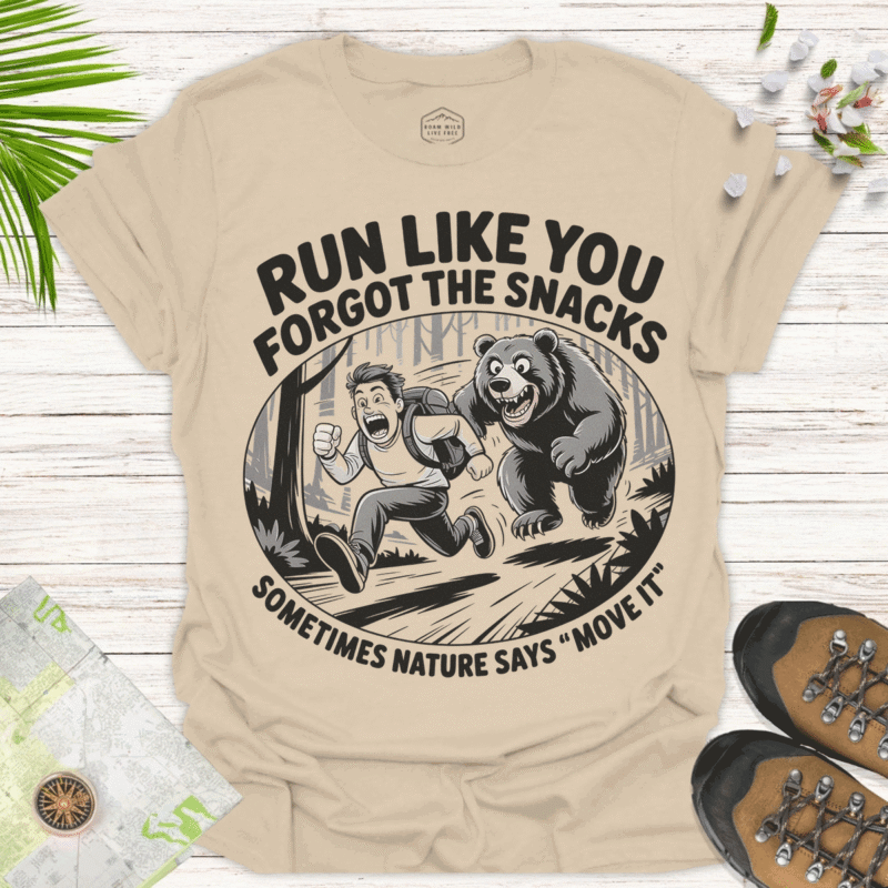Humorous Unisex T-Shirt - 'Run Like You Forgot The Snacks'