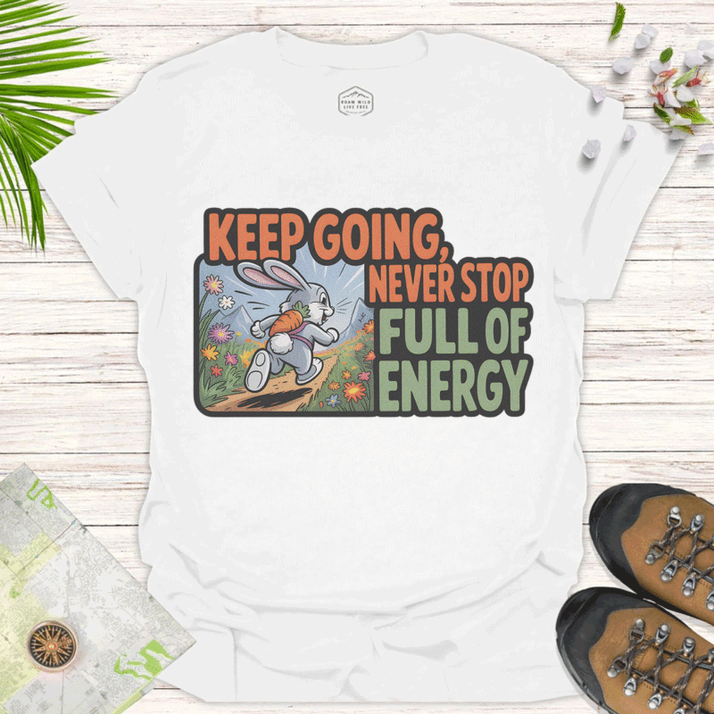 Keep Going – Motivational Unisex Tee with Energetic Design - white