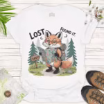 Lost Fox Librarian T-Shirt - Funny Reading Animal Tee - white