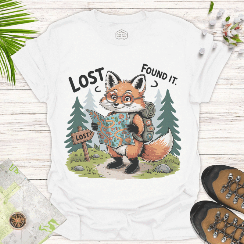 Lost Fox Librarian T-Shirt - Funny Reading Animal Tee - white
