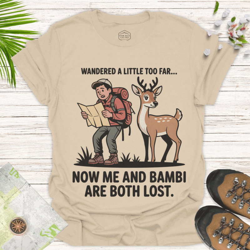 Lost in Nature Tee A Hiker's Misadventure Story - sand