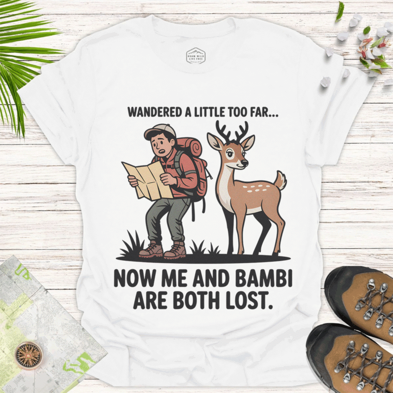 Lost in Nature Tee A Hiker's Misadventure Story - white