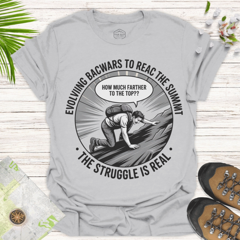 Motivational Climbing T-Shirt The Struggle Is Real - ice grey
