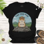 Motivational Outdoor Shirt with Cute Animal Graphic Design - black