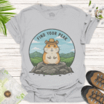 Motivational Outdoor Shirt with Cute Animal Graphic Design - ice grey