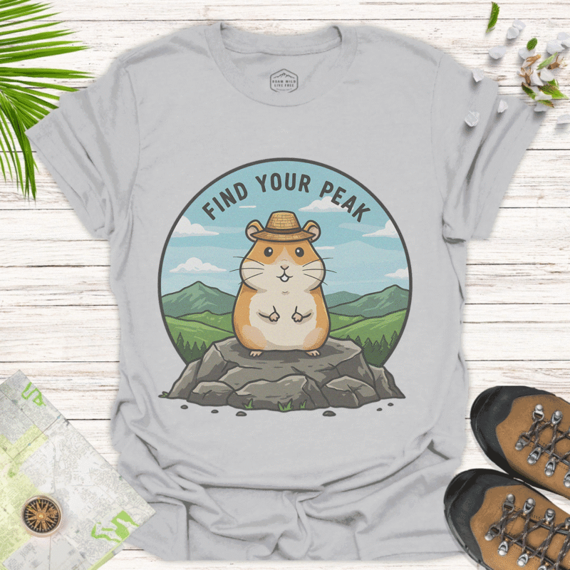 Motivational Outdoor Shirt with Cute Animal Graphic Design - ice grey