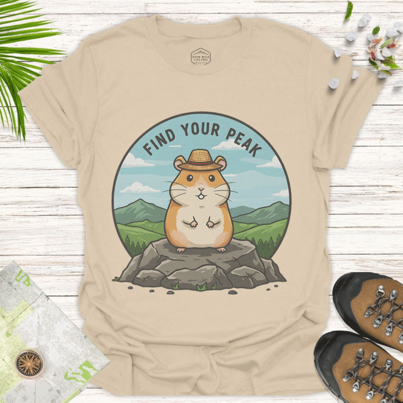 Motivational Outdoor Shirt with Cute Animal Graphic Design - sand
