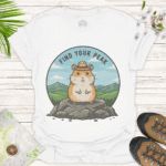 Motivational Outdoor Shirt with Cute Animal Graphic Design - white