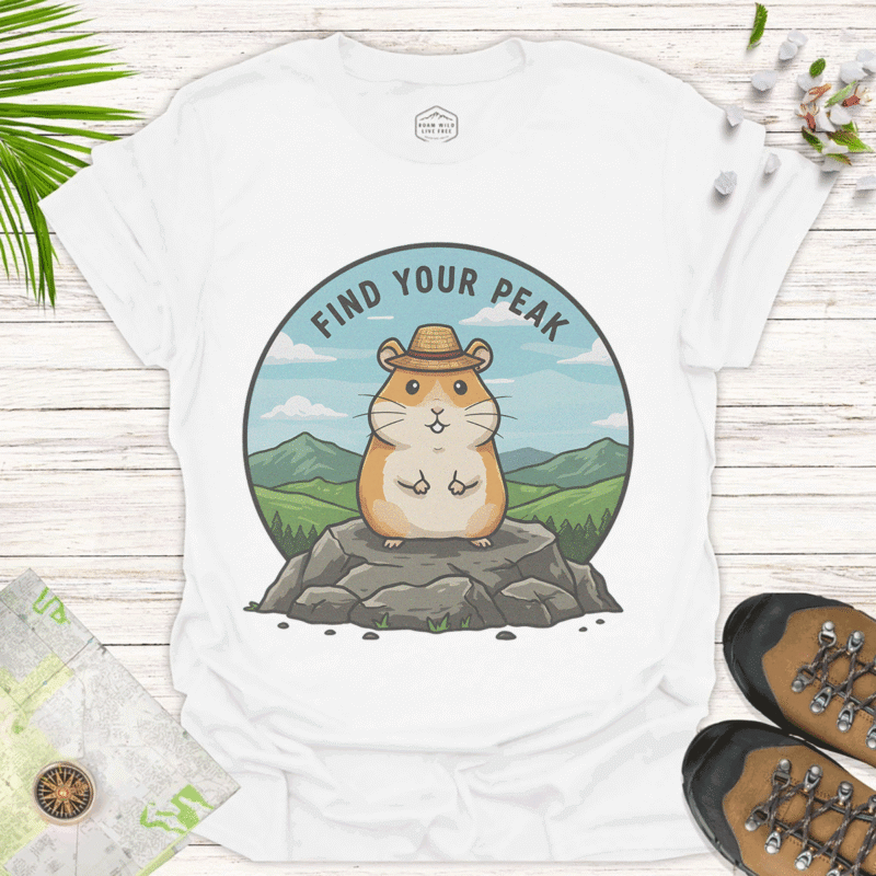 Motivational Outdoor Shirt with Cute Animal Graphic Design - white