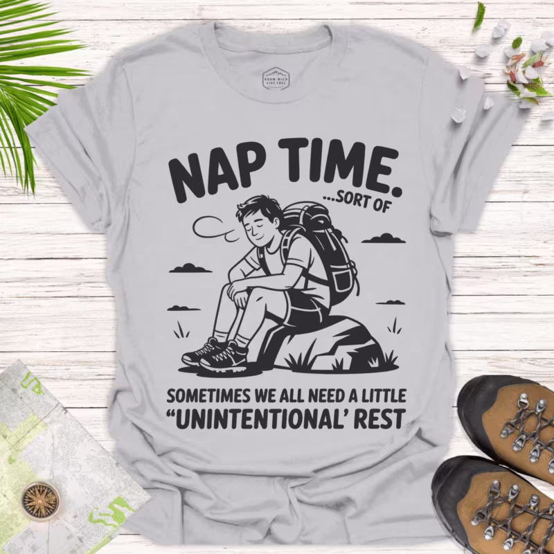 Nap Time Sort Of - Unintentional Rest Hiker Tee - ice grey