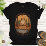Nature-Inspired Softstyle Tee with Bear Design – Adventure Ready - black