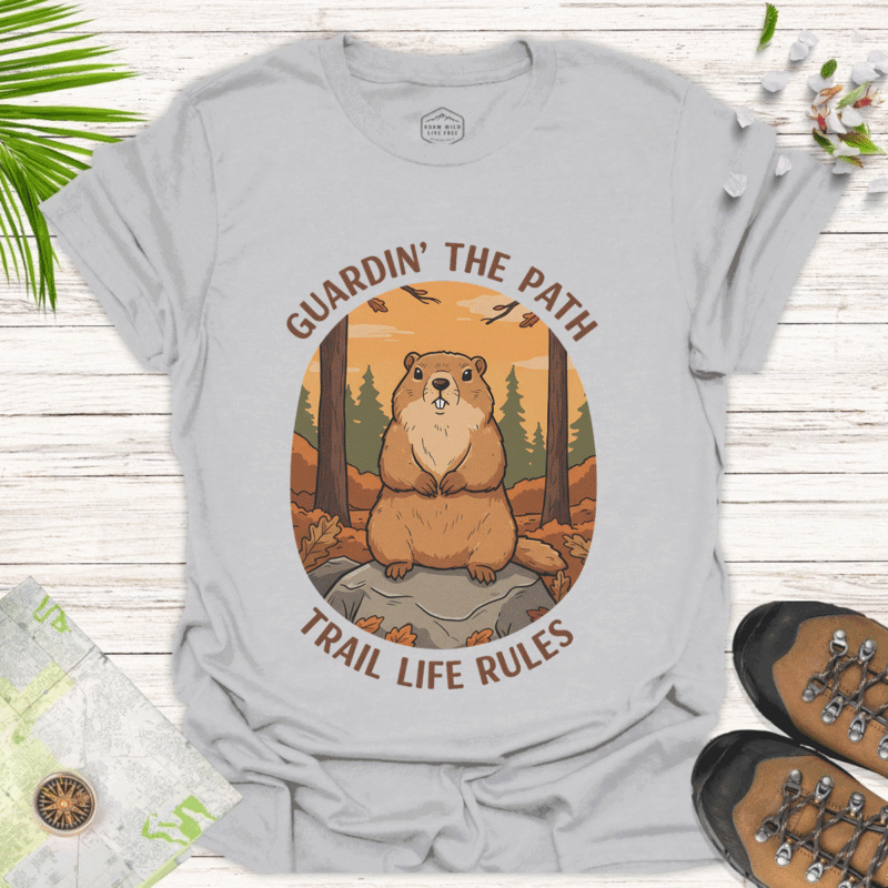 Nature-Inspired Softstyle Tee with Bear Design – Adventure Ready - ice grey