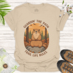 Nature-Inspired Softstyle Tee with Bear Design – Adventure Ready - sand