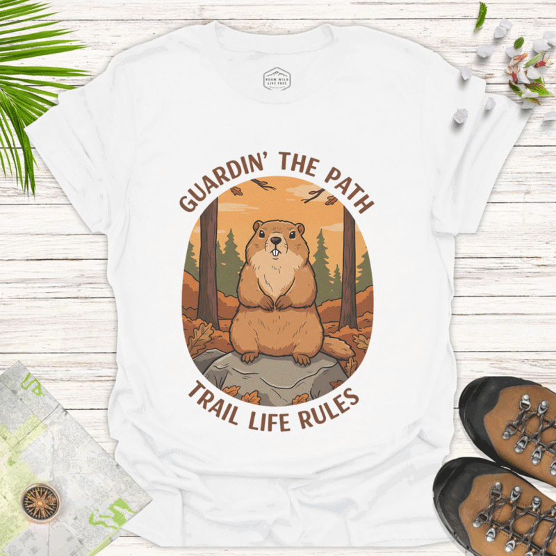 Nature-Inspired Softstyle Tee with Bear Design – Adventure Ready - white