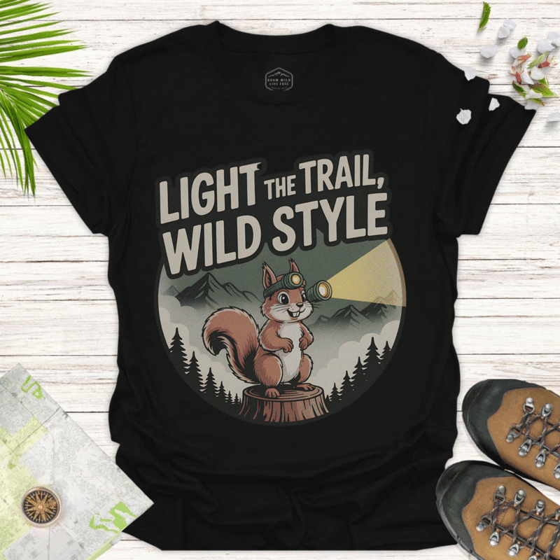 Nature Lover’s Hiking Tee with Wild Style Design - black