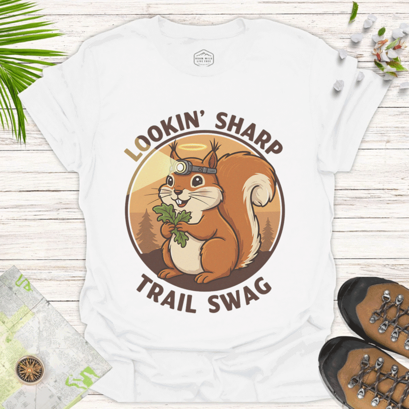 Nature Lover’s Squirrel Tee – Casual Funny Hiking Shirt - white