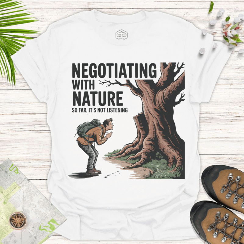 Negotiating with Nature — Graphic Tee for Nature Lovers - white
