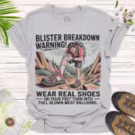 Outdoor Adventure T-Shirt - Blister Breakdown Warning Graphic Tee - ice grey