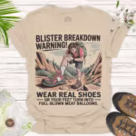Outdoor Adventure T-Shirt - Blister Breakdown Warning Graphic Tee - sand