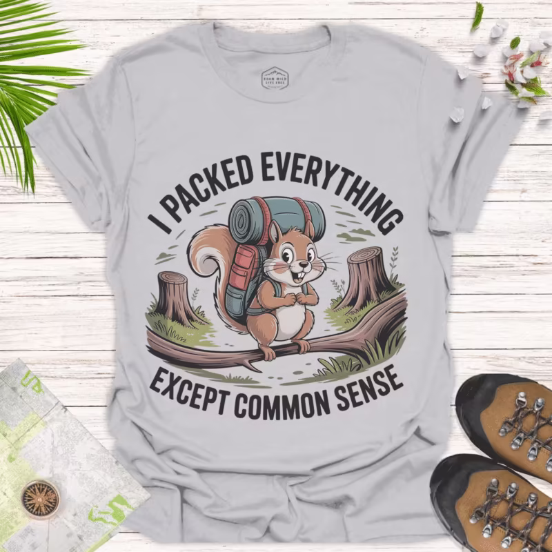 Pack Light, Laugh Hard – Funny Camping Graphic Tee - ice grey