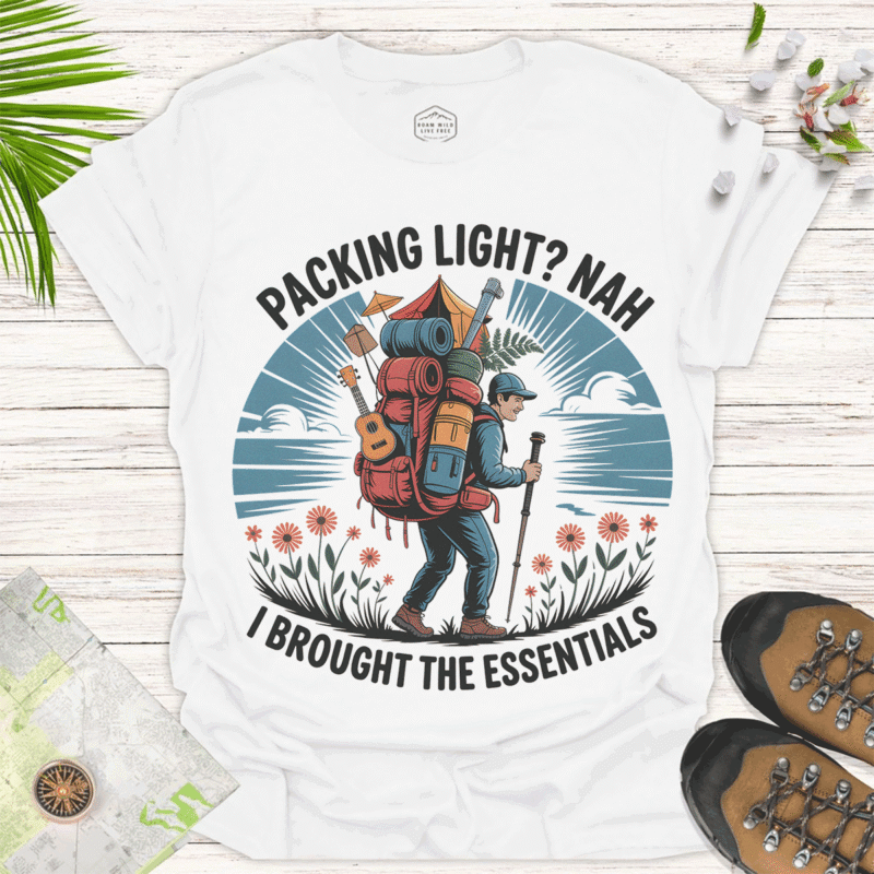 Packing Light Nah — Funny Camping Adventure Tee - white