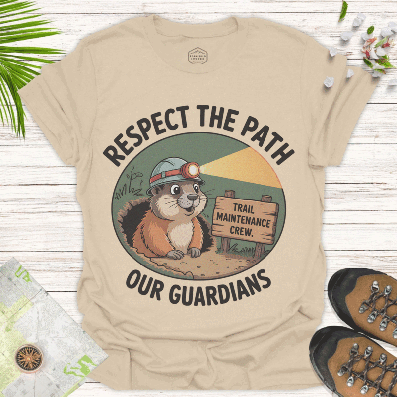 Respect the Path – Trail Crew Unisex Eco-Friendly Shirt - sand