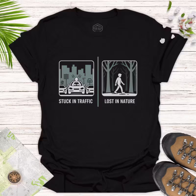Stuck in Traffic vs Lost in Nature Unisex Softstyle T-Shirt