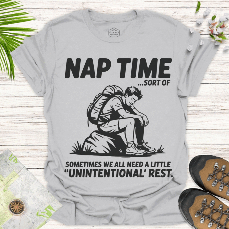 The 'Nap Time...Sort Of' Tee - Funny Hiking & Rest Shirt - ice grey