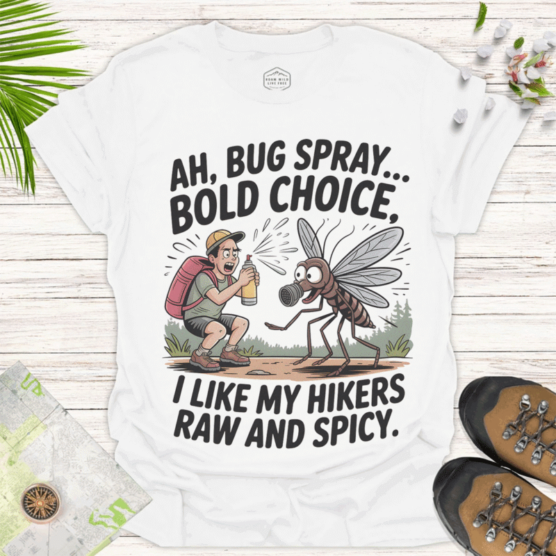 Unisex Funny Hiking T-Shirt - I Like My Hikers Raw and Spicy -white